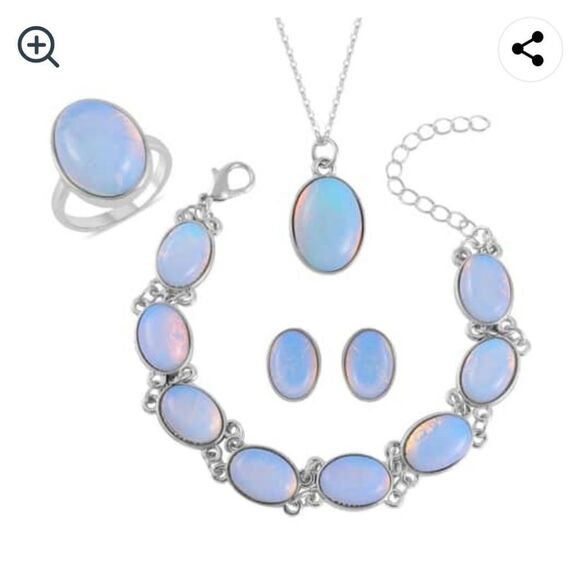 Opalite Bracelet, Ring, Earrings & Pendant Necklace - Picture 1 of 16